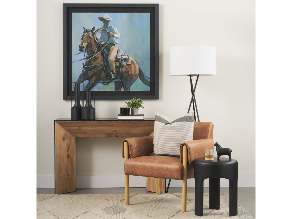 Natural Wood w/ Black Oak Waterfall Console Table