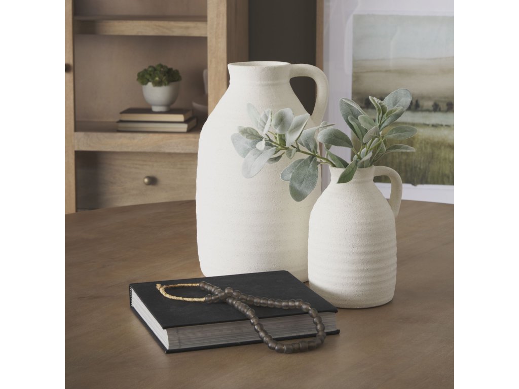 Large Textured Matte White w/ Speckling Ceramic Vase