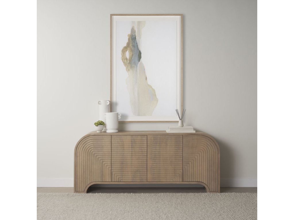 Reverse Fluted Light Brown Wood Sideboard