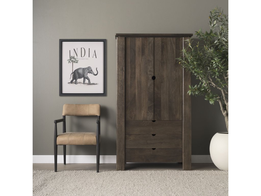 Solid Dark Brown Wood Curio Cabinet - Alternative View
