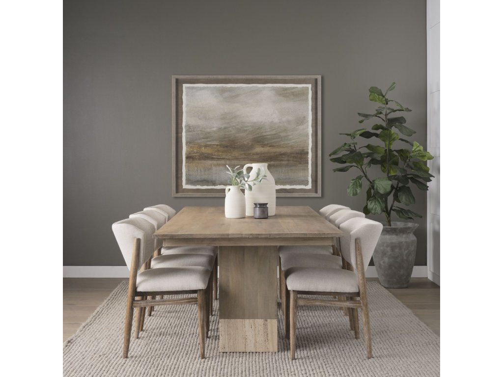 94" Light Brown Mango Wood w/ Travertine Dining Table - Alternative View
