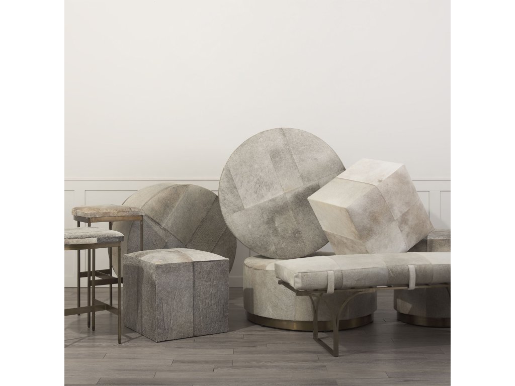 16.75 x 17.75 x 26.25 Hair-On-Hide Seat w/ Gold Metal Frame Counter Stool