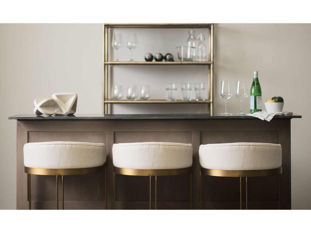 20.5 x 19.7 x 28.7 Cream Fabric Seat w/ Gold Metal Base Counter Stool