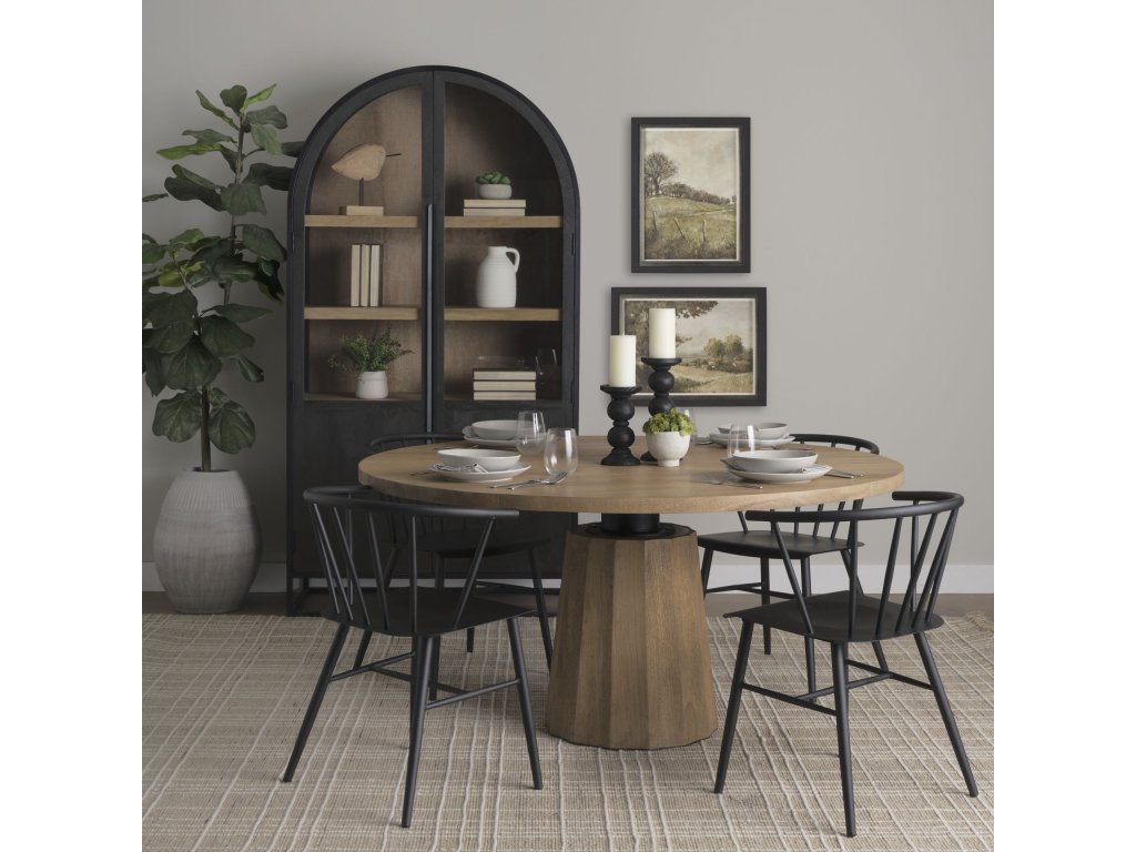 80.5H Black Wood w/Black Metal Frame Arched Cabinet - Alternative View