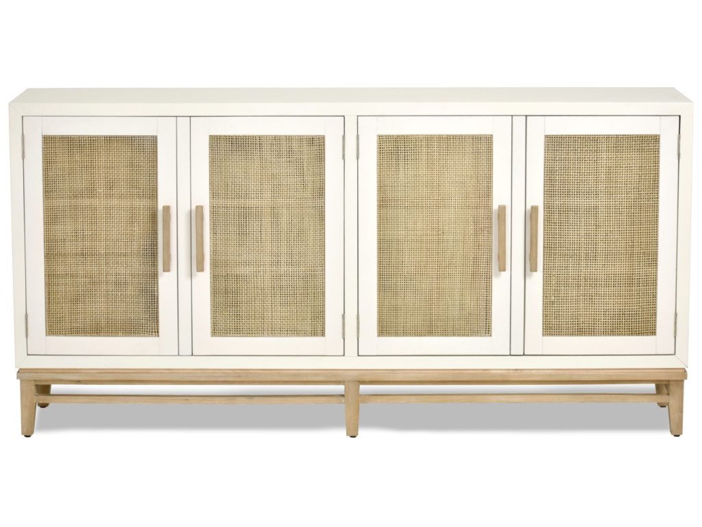 Sea Winds Venice 4-Door Credenza, TV Stand, Entertainment Unit, Hallway Dresser in White - Alternative View