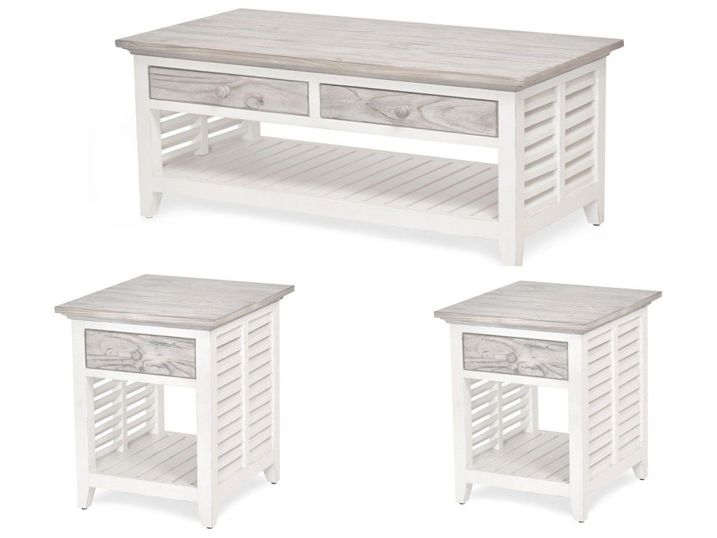 Sea Winds Islamorada 3pc Occasional Set in Dapple Grey/Blanc