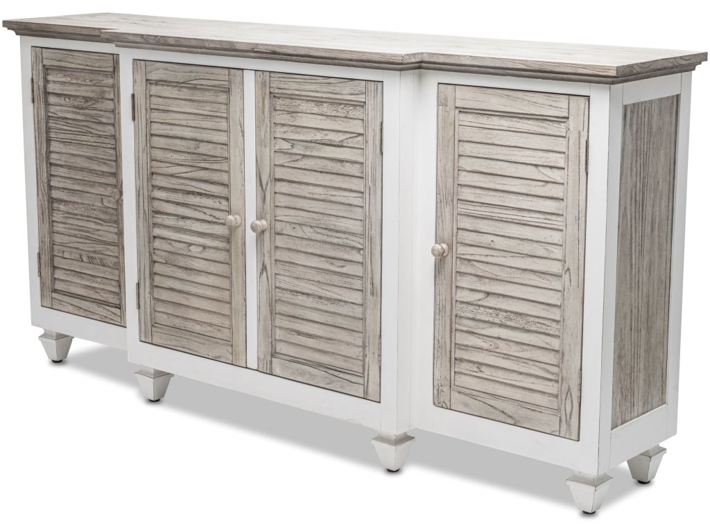 Sea Winds Islamorada 4-Door Credenza, TV Stand, Entertainment Unit, Hallway Dresser in Dapple Grey
