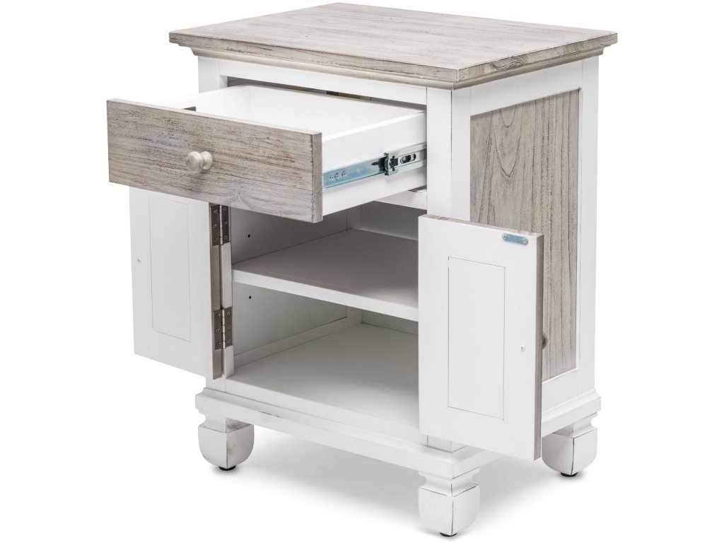 Sea Winds Islamorada 1-Drawer/2-Door Nightstand in Dapple Grey/Blanc - Alternative View