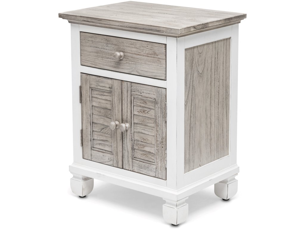 Sea Winds Islamorada 1-Drawer/2-Door Nightstand in Dapple Grey/Blanc