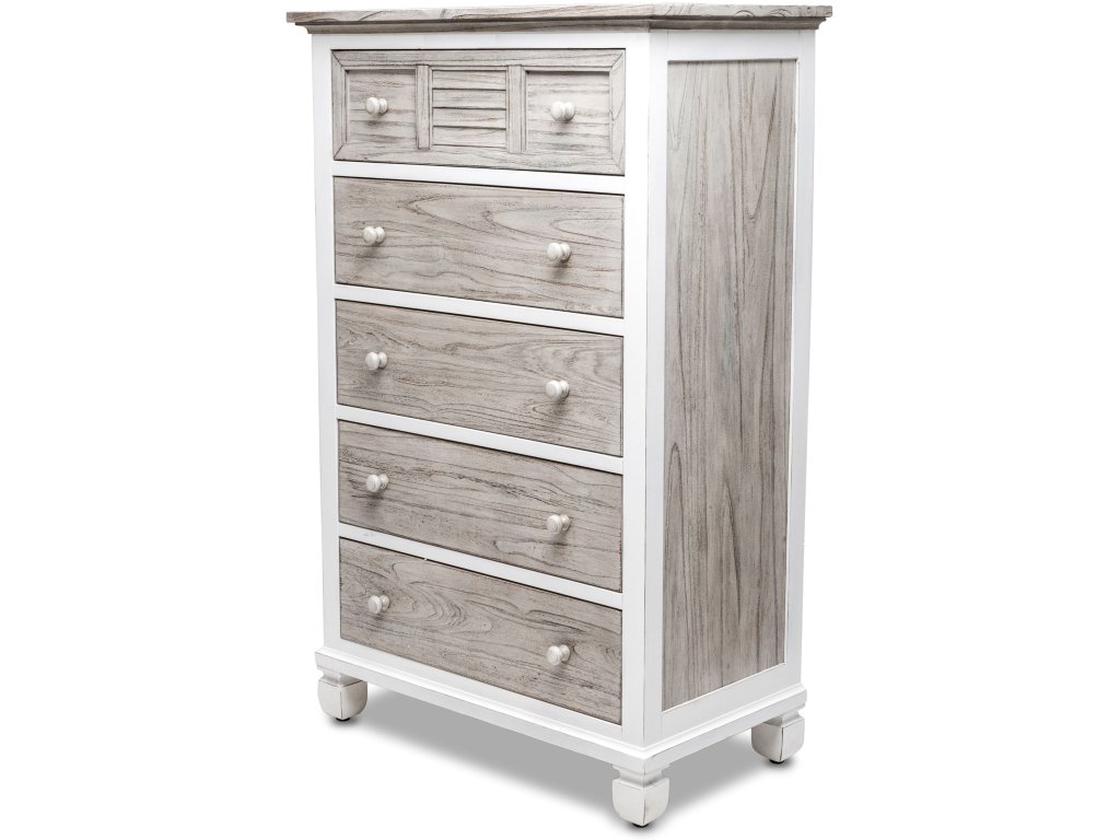 Sea Winds Islamorada 5 Drawer Chest in Dapple Grey/Blanc