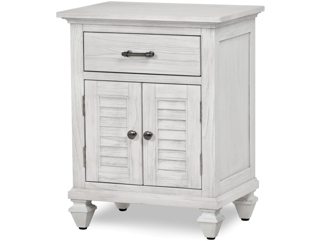 Sea Winds Surfside 1-Drawer/2-Door Nightstand in Distressed White