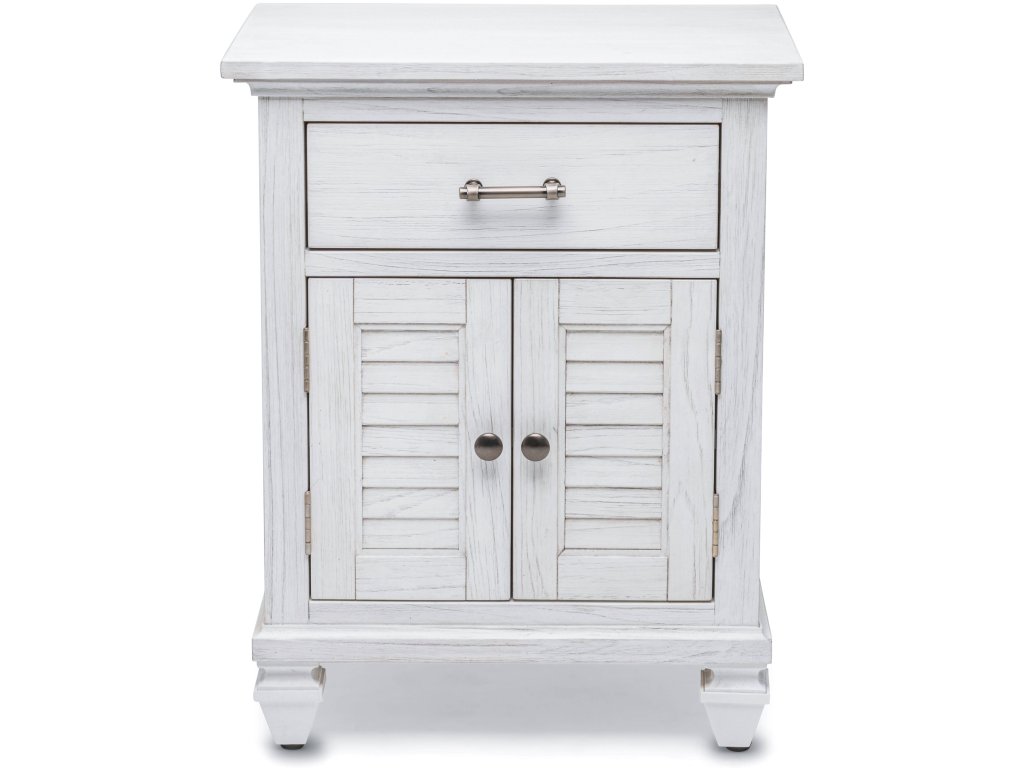 Sea Winds Surfside 1-Drawer/2-Door Nightstand in Distressed White