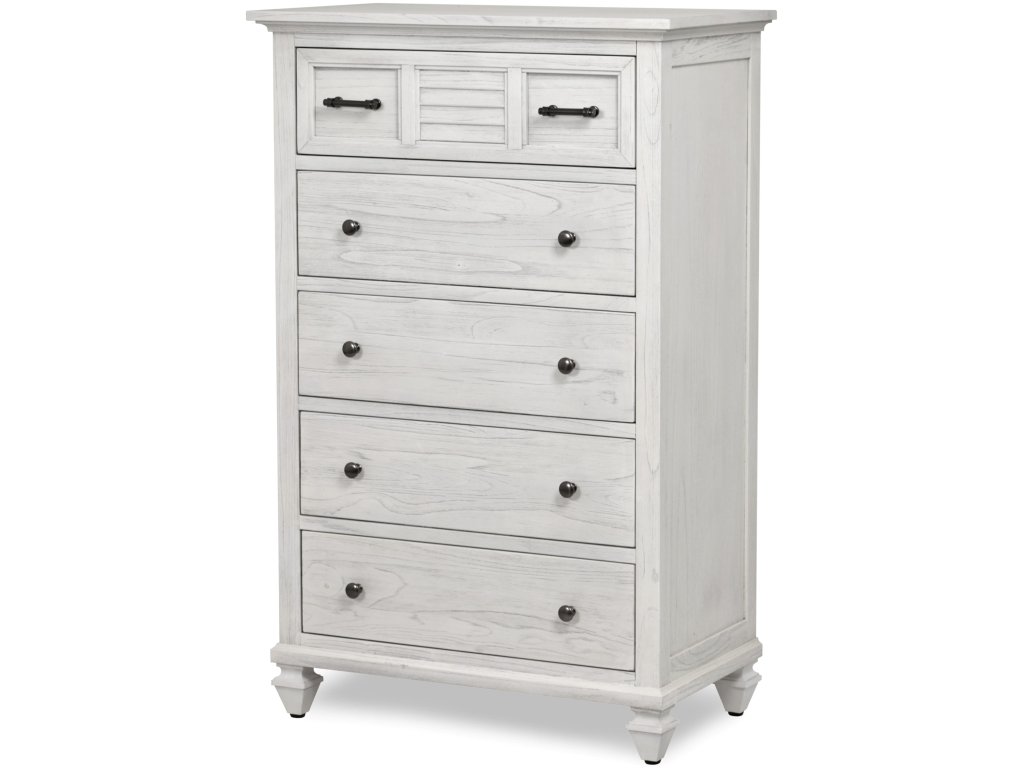 Sea Winds Surfside 5 Drawer Chest in Distressed White