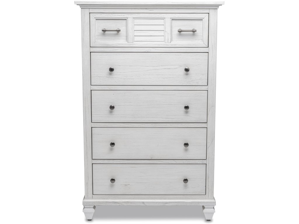 Sea Winds Surfside 5 Drawer Chest in Distressed White - Alternative View