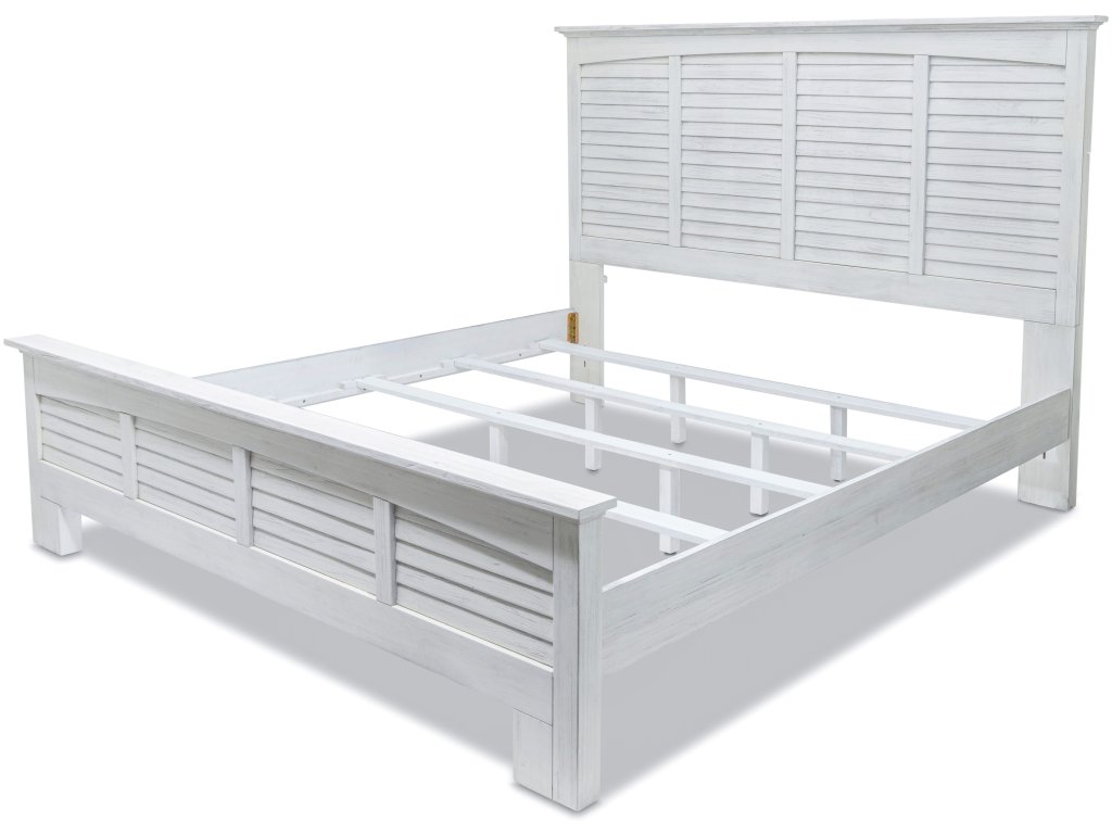 Sea Winds Surfside King Bed in Distressed White