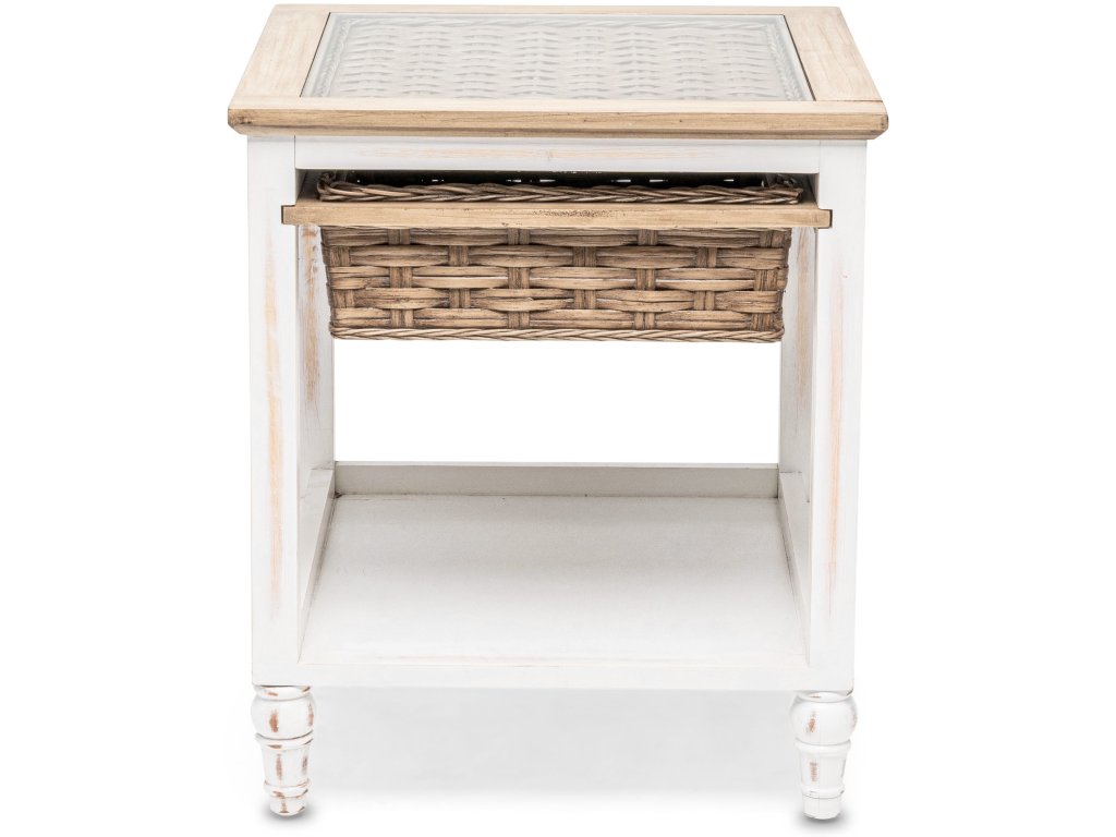 Sea Winds Island Breeze 1-Basket End Table in Weathered Wood/White - Alternative View