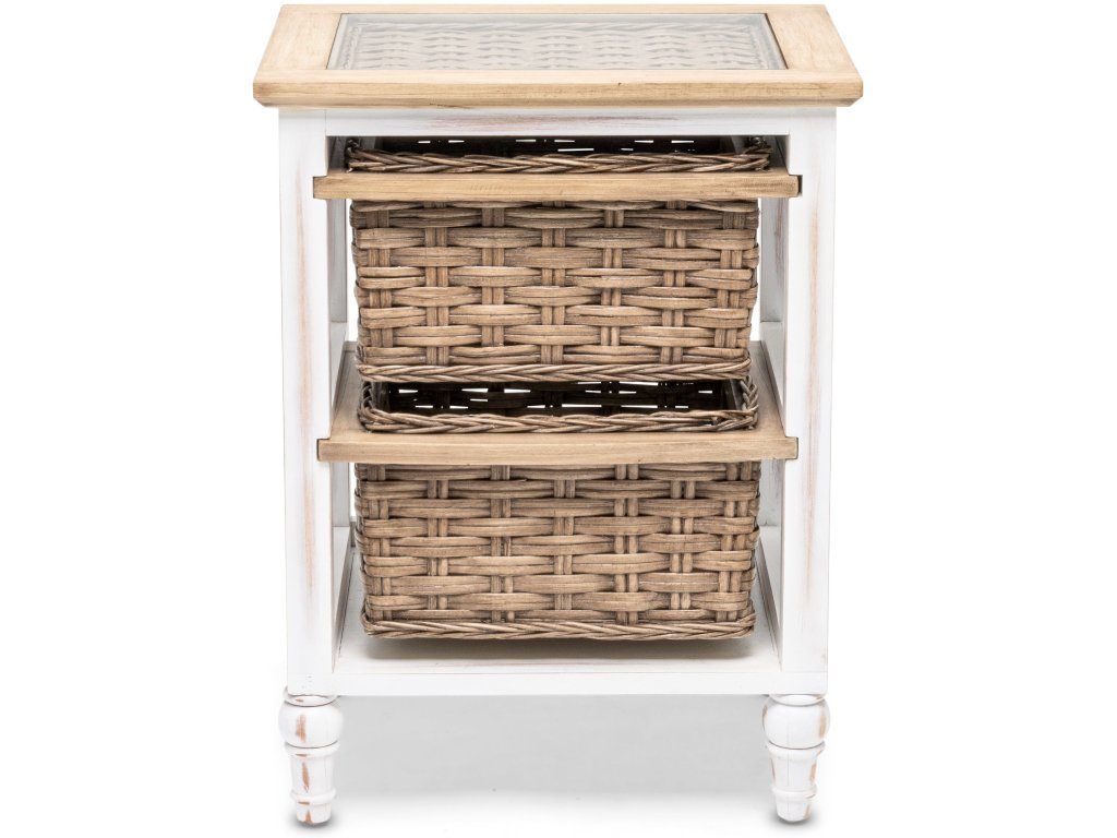 Sea Winds Island Breeze 2-Basket Storage Cabinet in Weathered Wood/White