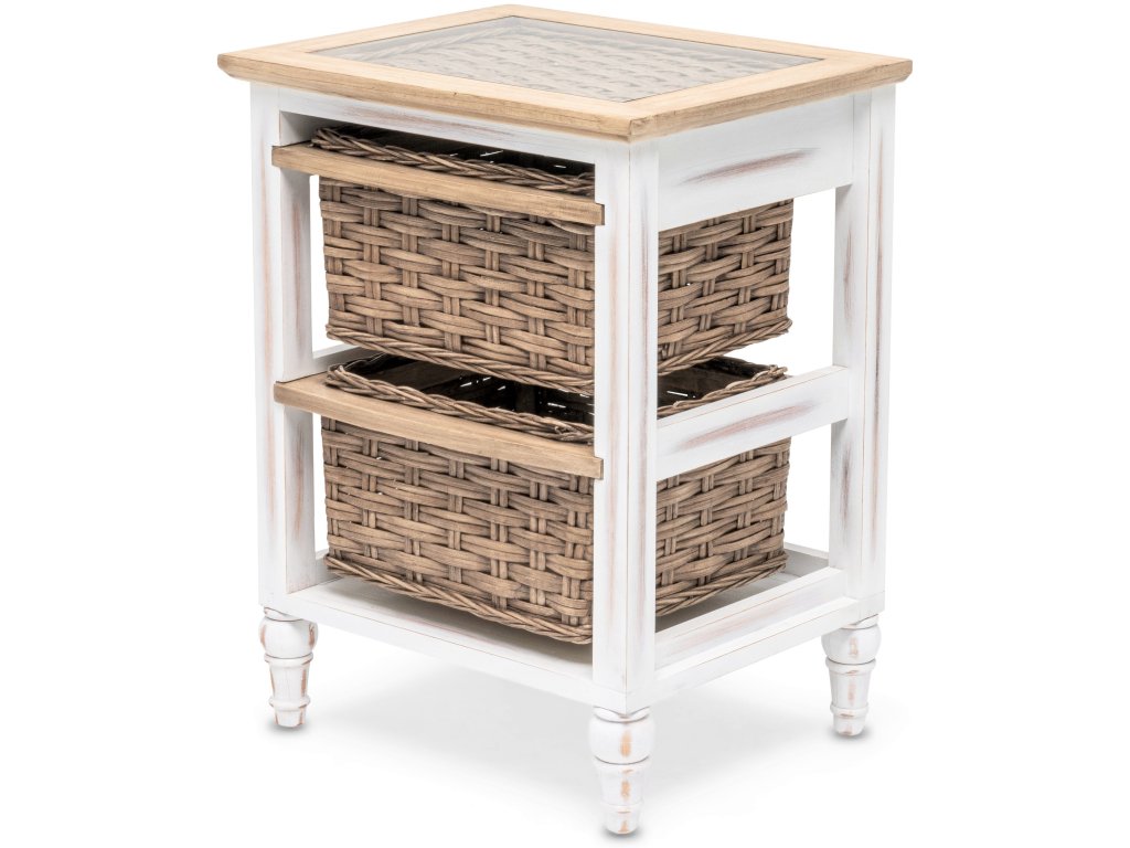 Sea Winds Island Breeze 2-Basket Storage Cabinet in Weathered Wood/White