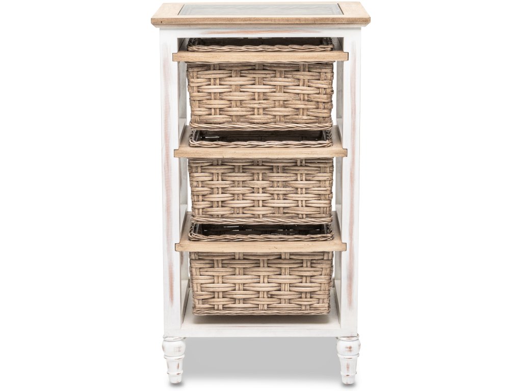 Sea Winds Island Breeze 3-Basket Storage Cabinet in Weathered Wood/White