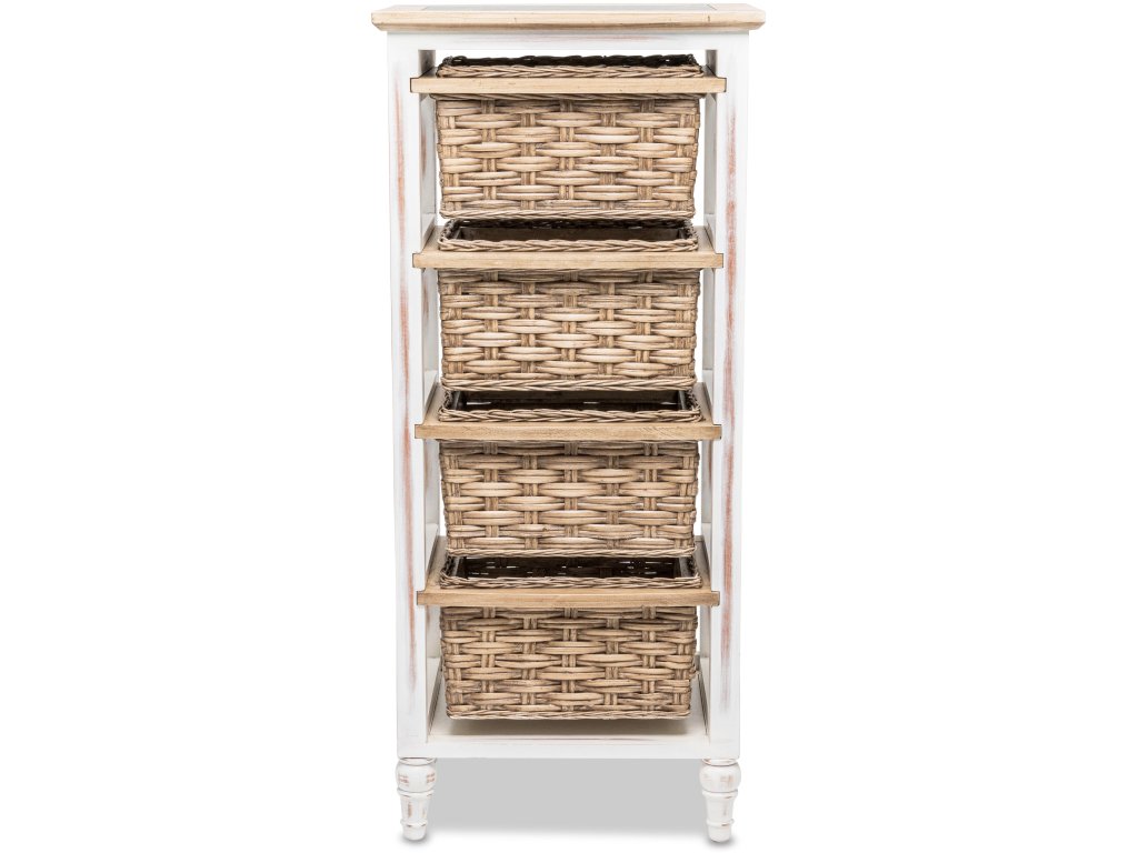 Sea Winds Island Breeze 4-Basket Vertical Storage Cabinet in Weathered Wood/White