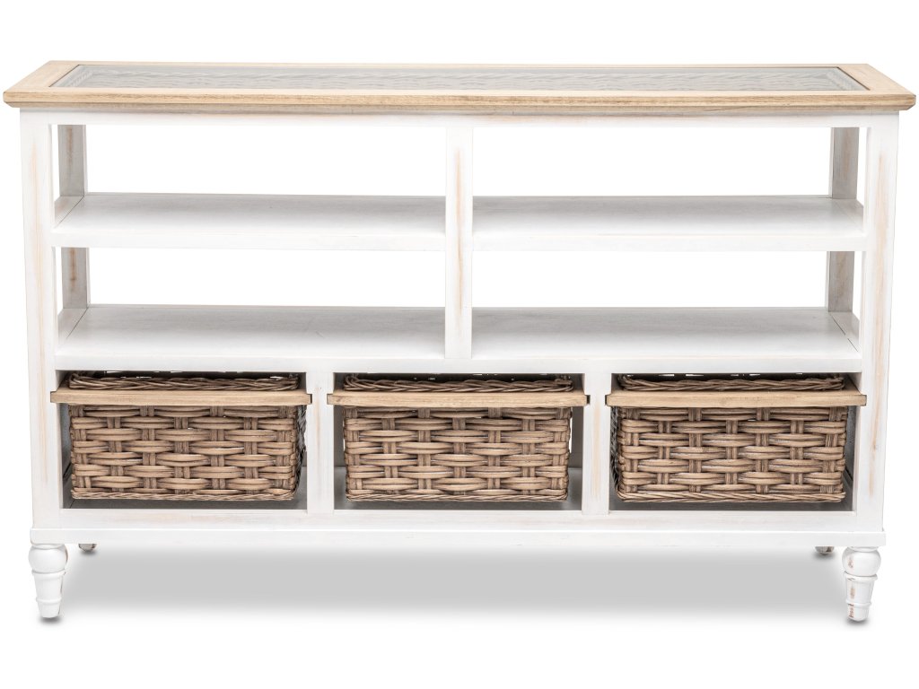 Sea Winds Island Breeze 3-Basket Entertainment Center in Weathered Wood/White - Alternative View