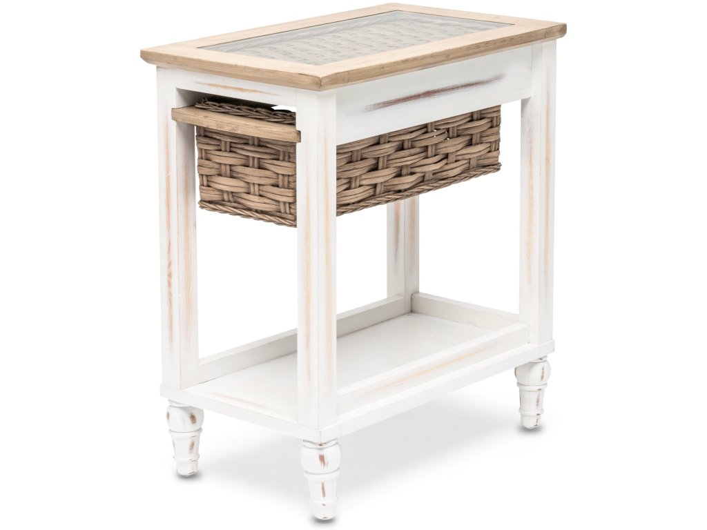 Sea Winds Island Breeze Chairside Table in Weathered Wood/White