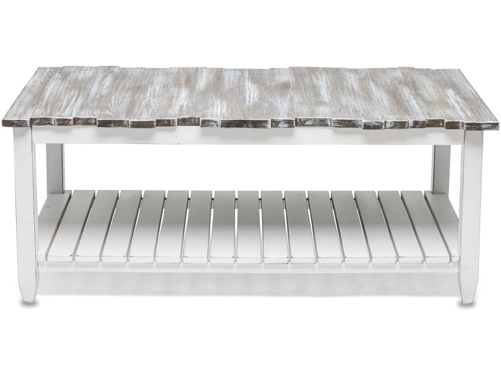 Sea Winds Picket Fence Coffee Table in Distressed Grey