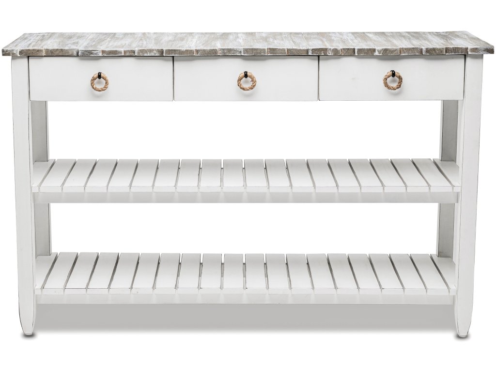 Sea Winds Picket Fence Entertainment Center in Distressed Grey