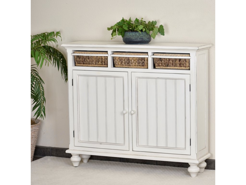 Sea Winds Monaco Entry Cabinets with Baskets in Blanc - Alternative View