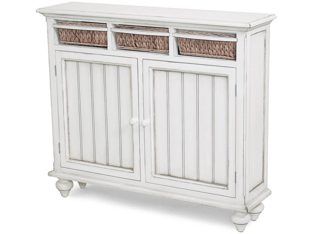 Sea Winds Monaco Entry Cabinets with Baskets in Blanc