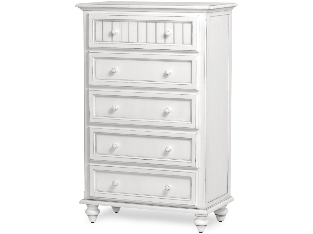 Sea Winds Monaco 5 Drawer Chest in Blanc