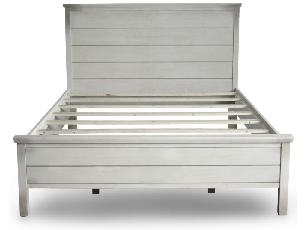 Sea Winds Geneva Queen Panel Solidwood Bed in Distressed White - Alternative View