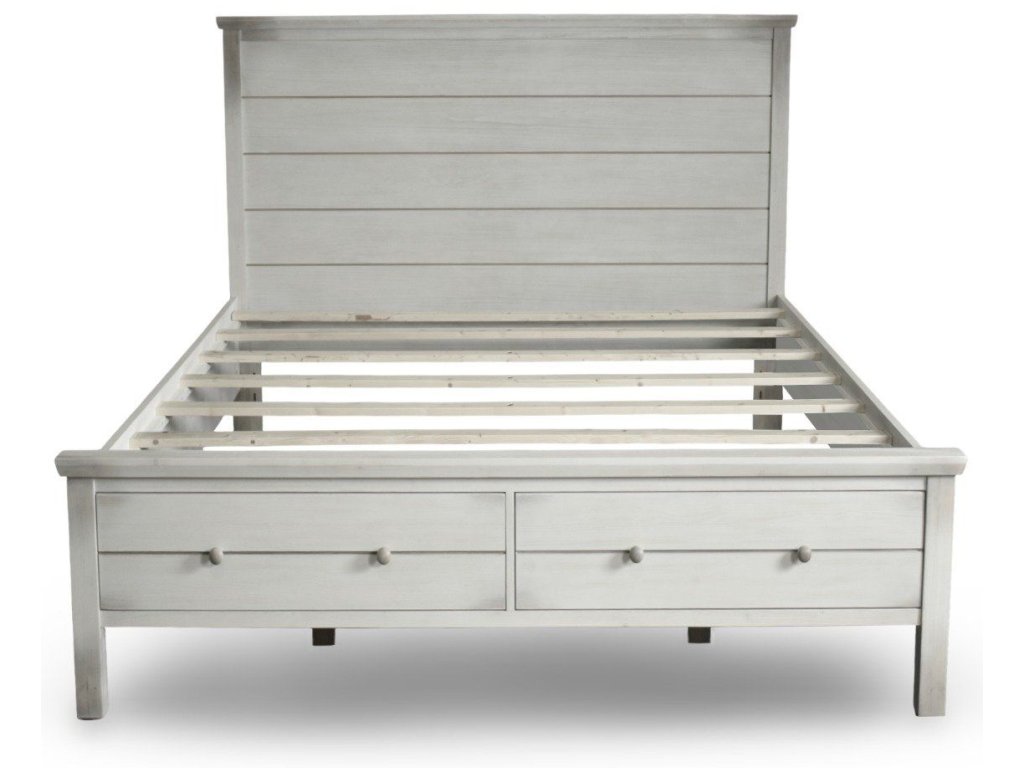 Sea Winds Geneva 2pc Storage Bedroom Set in Distressed White