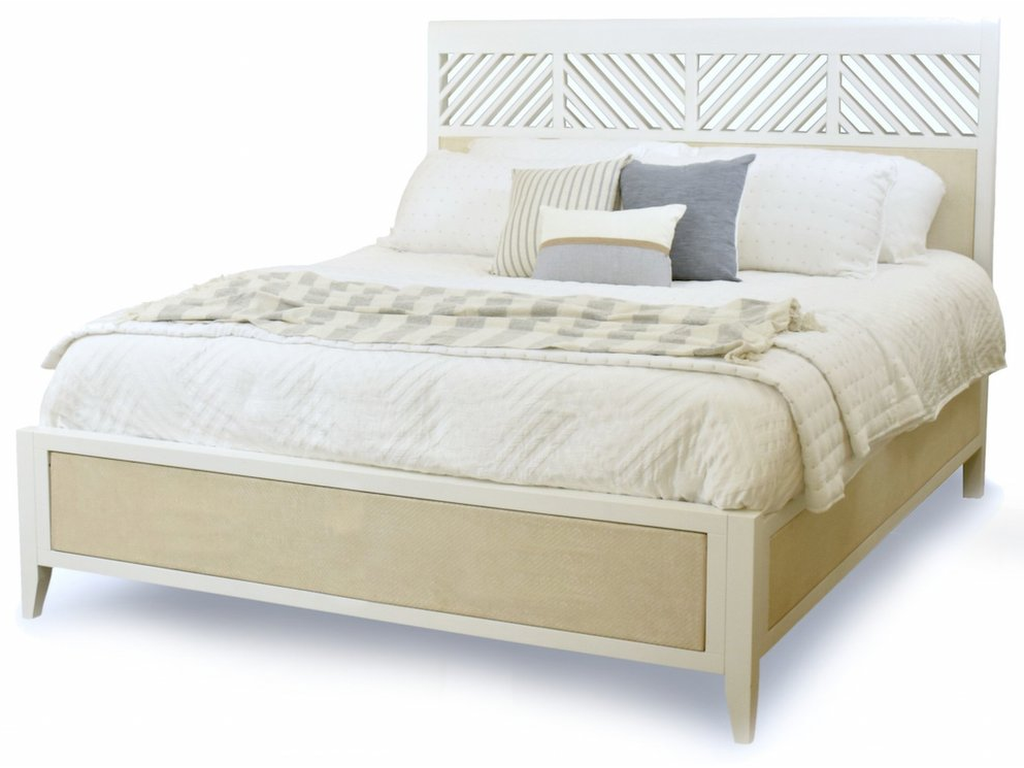 Queen Woven Bed Coastal Elegance in Sand and Stark White
