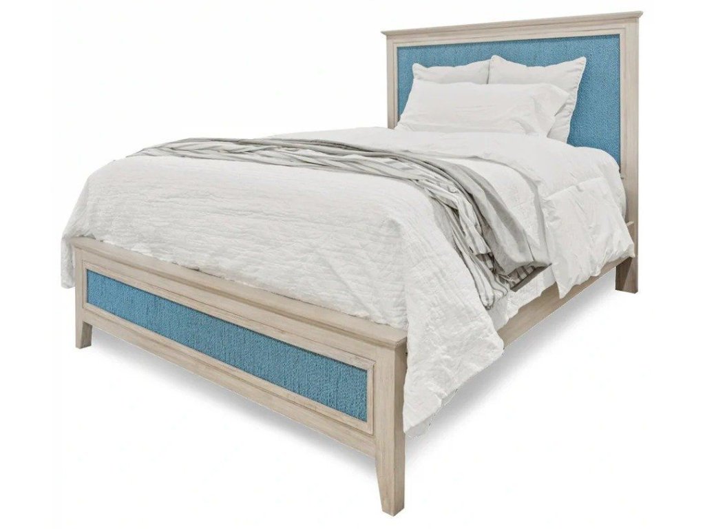 King Woven Bed in Ocean Blue/Aged Ivory