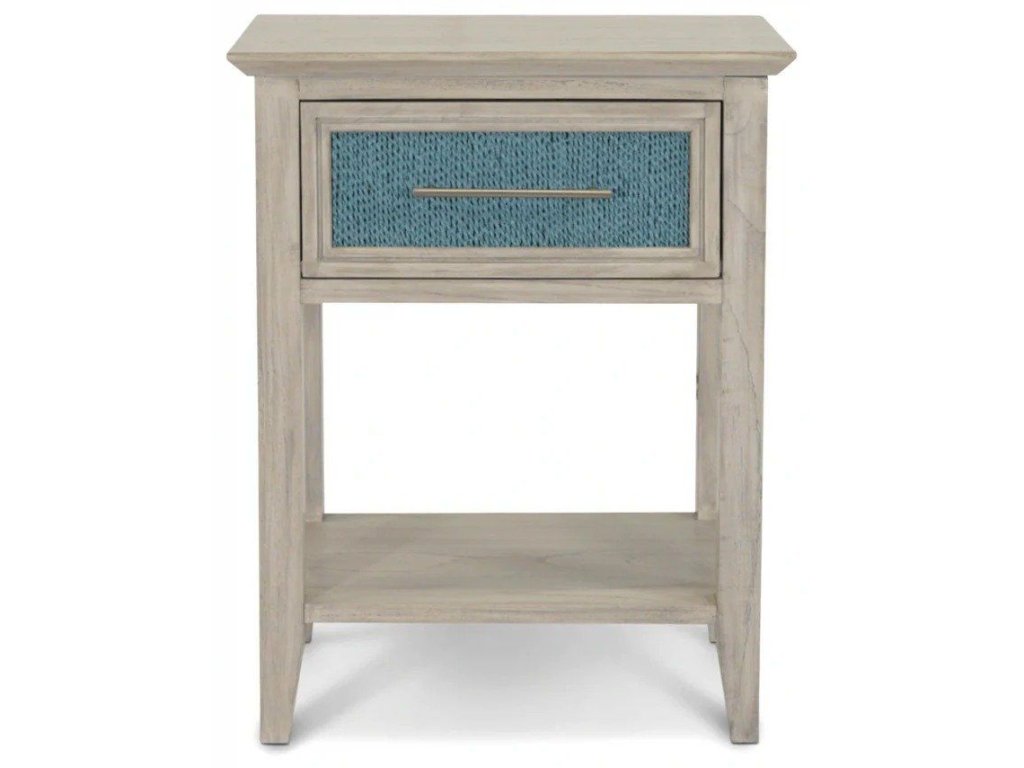 1 Drawer Woven Nightstand with Power and USB A in Ocean Blue/Aged Ivory - Alternative View