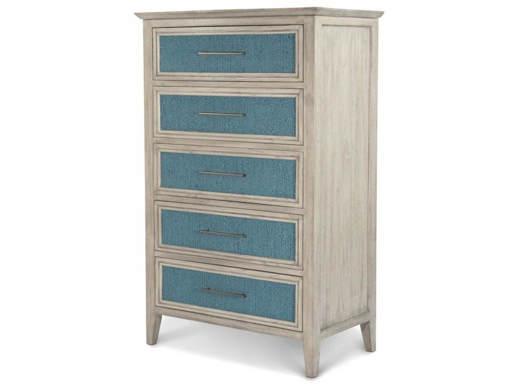 5 Drawer Woven Chest in Ocean Blue/Aged Ivory