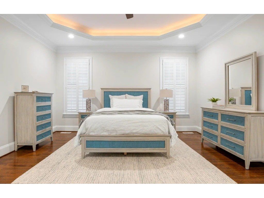 Queen Woven Bed in Ocean Blue/Aged Ivory - Alternative View