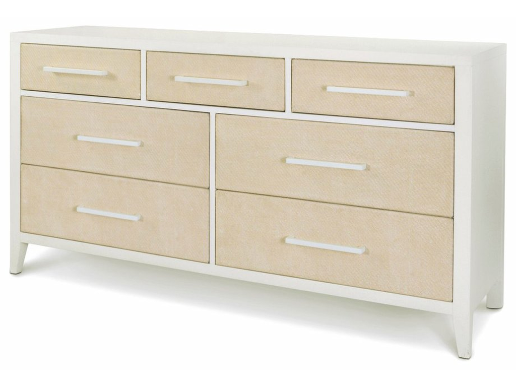 7 Drawer Woven Dresser in Sand and Stark White