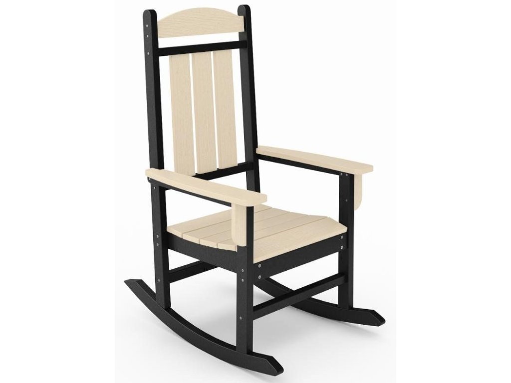 SoPoly Callway Porch Rocker in Black and Tybee Sand