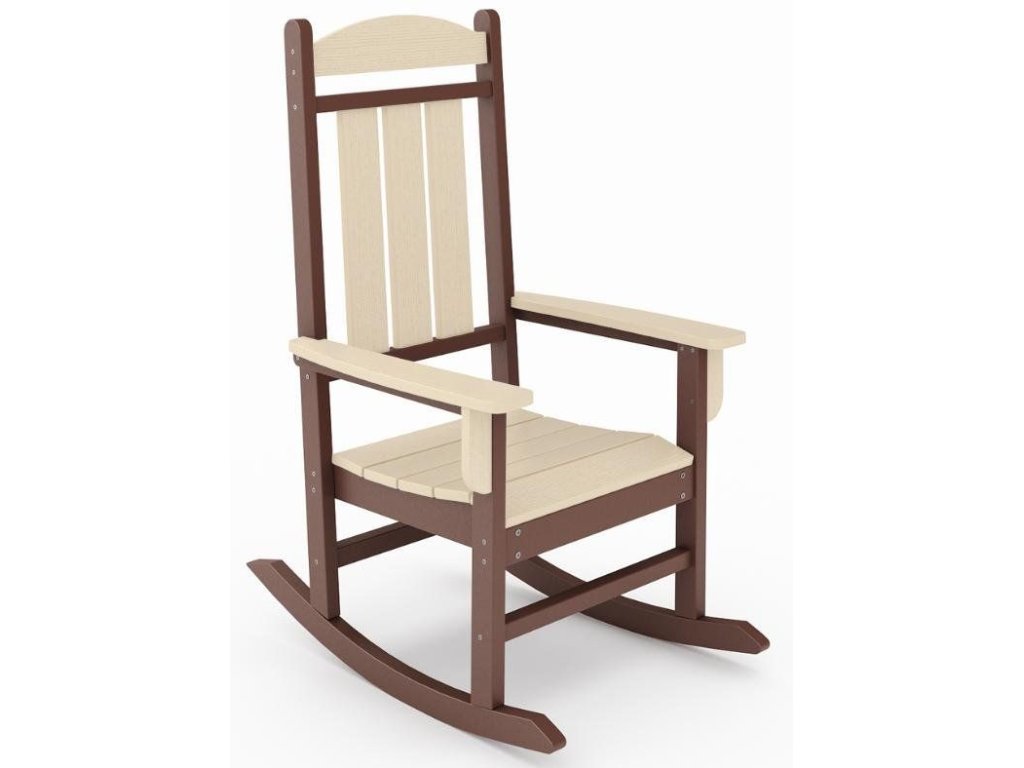 SoPoly Callway Porch Rocker in Pecan Brown and Tybee Sand