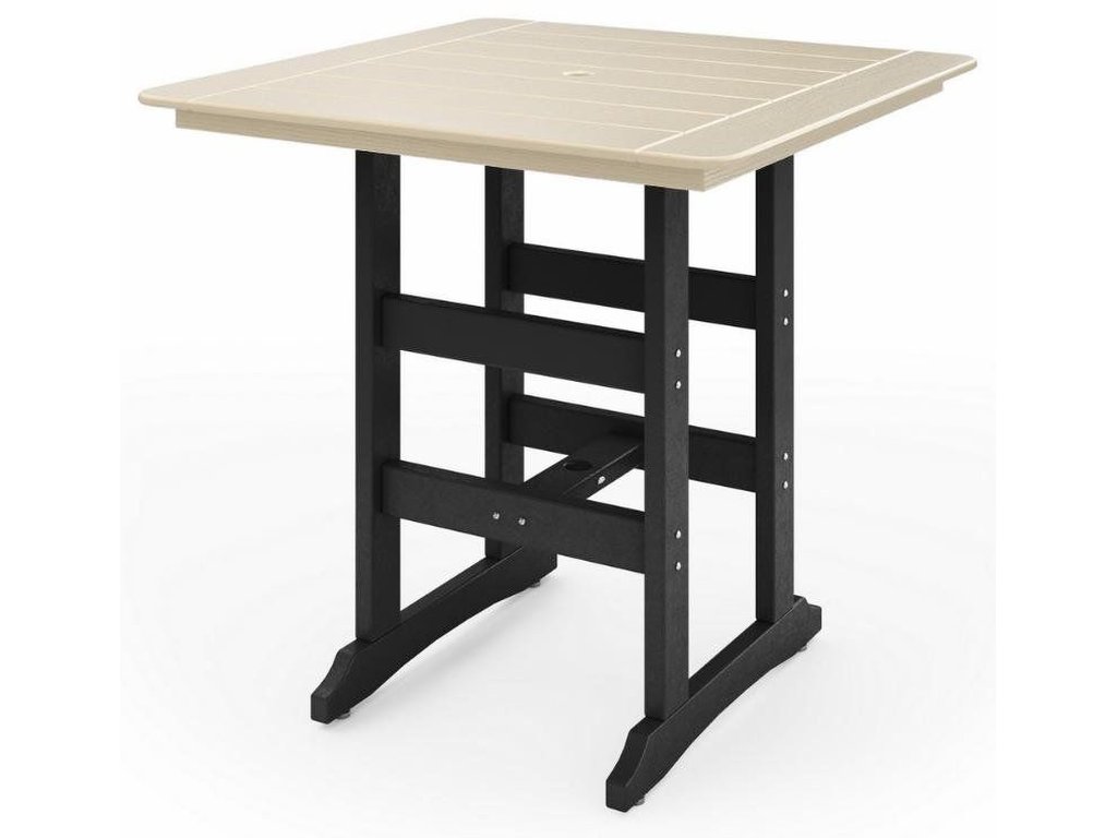 SoPoly 44" Savannah Square Bar Table in Black and Tybee Sand