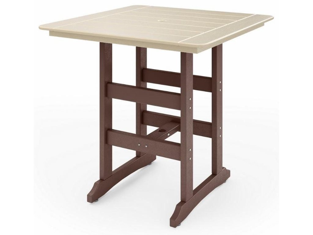 SoPoly 44" Savannah Square Bar Table in Pecan Brown and Tybee Sand