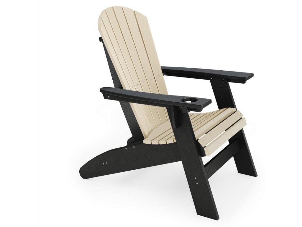 SoPoly St. Simons Curved Back Adirondack Chair in Black and Tybee Sand
