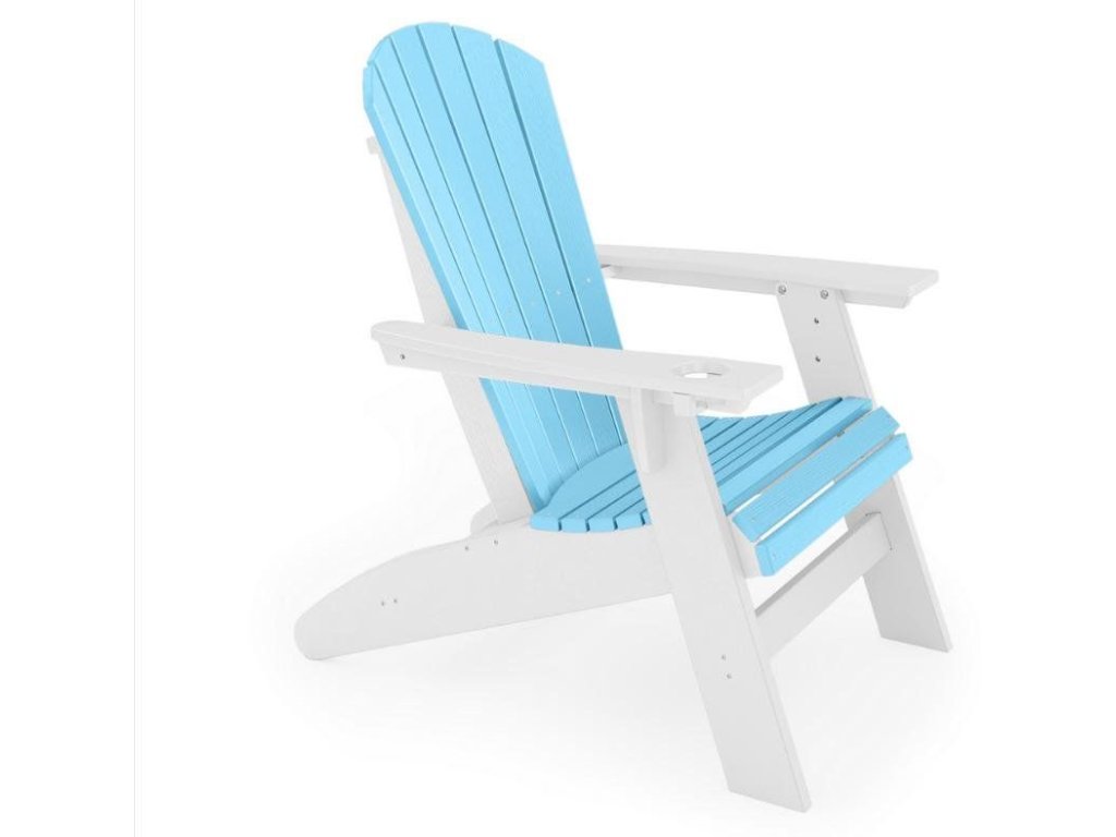 SoPoly St. Simons Curved Back Adirondack Chair in Destin and Summer Blue