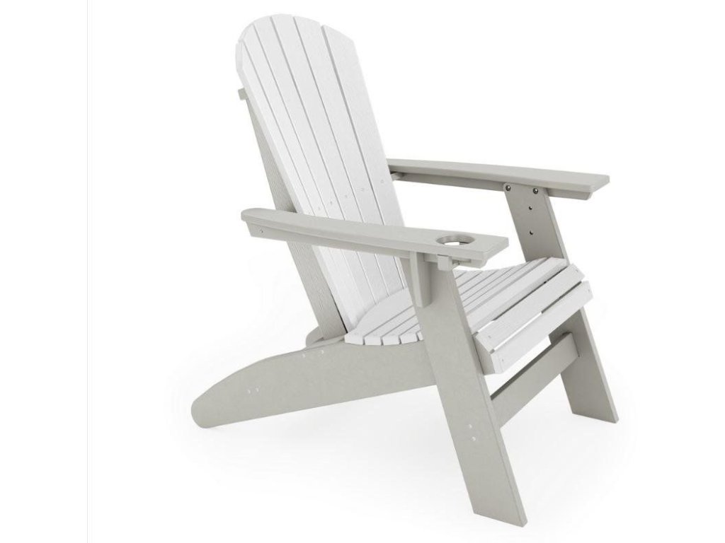 SoPoly St. Simons Curved Back Adirondack Chair in Heron Gray and Harbor Gray