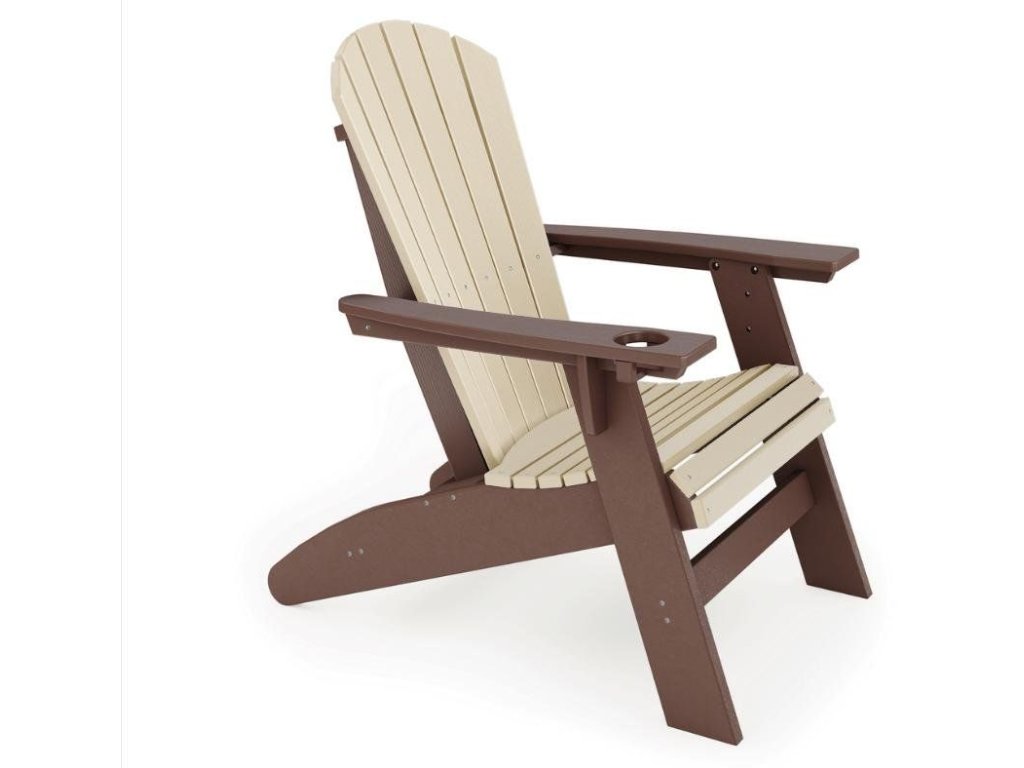 SoPoly St. Simons Curved Back Adirondack Chair in Pecan Brown and Tybee Sand