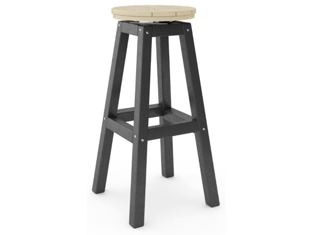 SoPoly 14" Round Bar Stool in Black and Tybee Sand