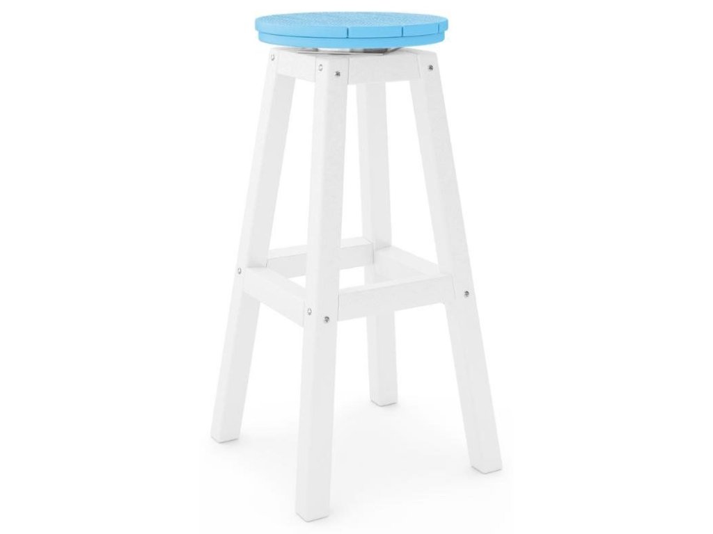 SoPoly 14" Round Bar Stool in Destin and Summer Blue