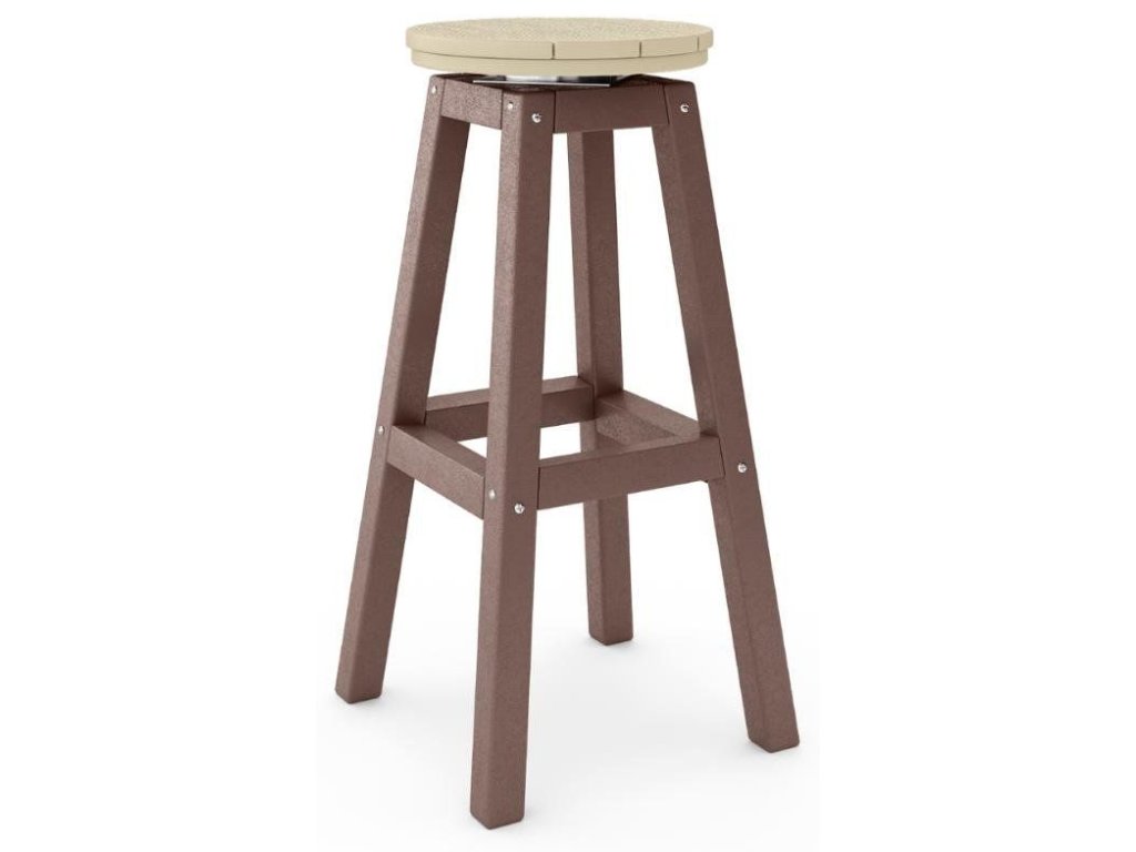 SoPoly 14" Round Bar Stool in Pecan Brown and Tybee Sand
